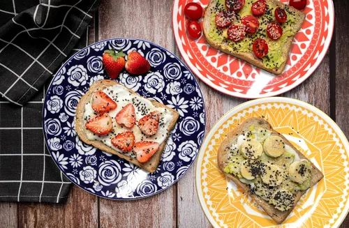 Vista 7 de Annovero Platos de ensalada, cuencos de postre Platos de cocina para comer Apto para horno microondas Vajilla de porcelana colorida