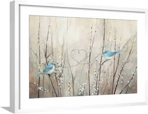 Vista 16 de ART.COM Lienzo enmarcado para pared, cuerda neutra de pájaros bonitos por Julia Purinton, decoración de animales, 18 x 12 pulgadas, marco negro