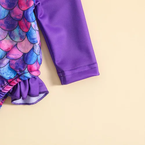Vista 21 de Traje de baño de una pieza con cremallera de manga larga para bebé niña con gorro