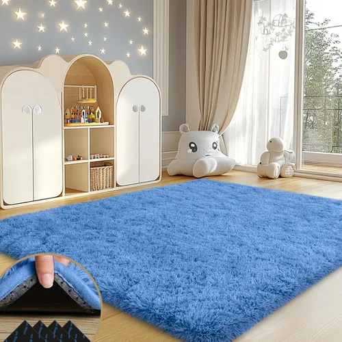 Vista 34 de Mugorn - Alfombras suaves y esponjosas de 2 x 3 pies para el hogar, alfombra pequeña con 4 mallas antideslizantes, color negro, 2 x 3 pies