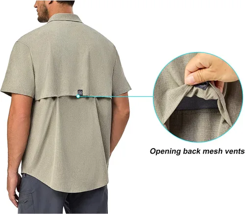 Vista 6 de Little Donkey Andy Men's Lightweight UPF 50+ Short Sleeve Shirt, Breathable Fishing Hiking Shirt, Air-Holes Tech