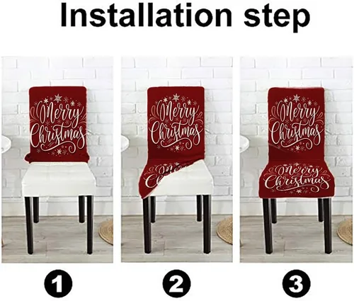 Vista 167 de CAPSCEOLL Christmas Dining Chair Covers,Snowflakes Festive Winter Pattern Stretch Chair Covers for Dining Room Set of 2 Washable Spandex Parson
