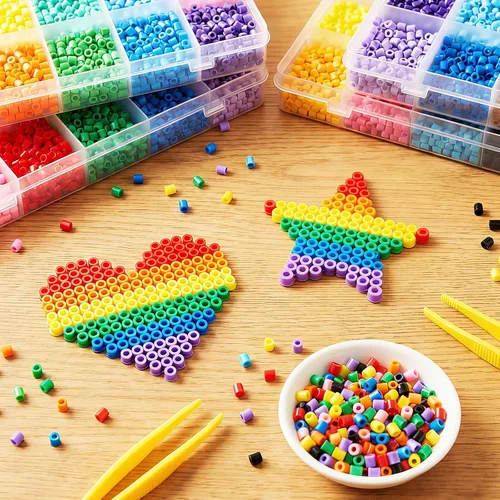 Vista 7 de Libima 28000 Piezas 28 Colores Cuentas de Fusible a Granel para Arte y Manualidades de Niños, Juego de Cuentas de Hierro Multicolor para Regalo