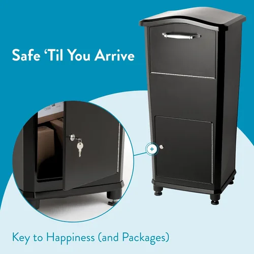 Vista 7 de Architectural Mailboxes 6900B Elephantrunk Caja de Entrega de Paquetes Negra Heavy duty aluminum locking parcel locker with pry-resistant 3-point