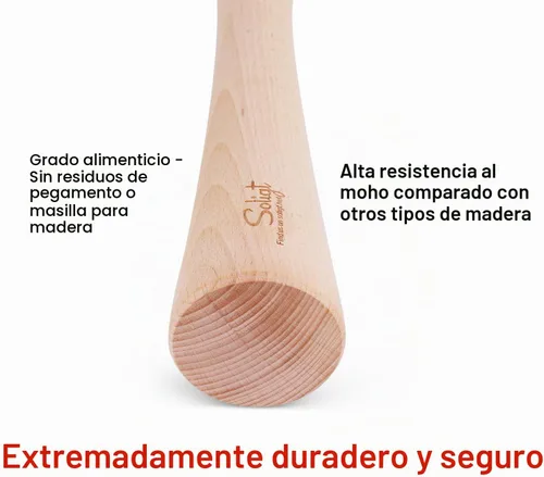 Vista 3 de SOLIGT Machadora de chucrut de 12" para tarros Mason, fermentación de vegetales - Una pieza de madera maciza