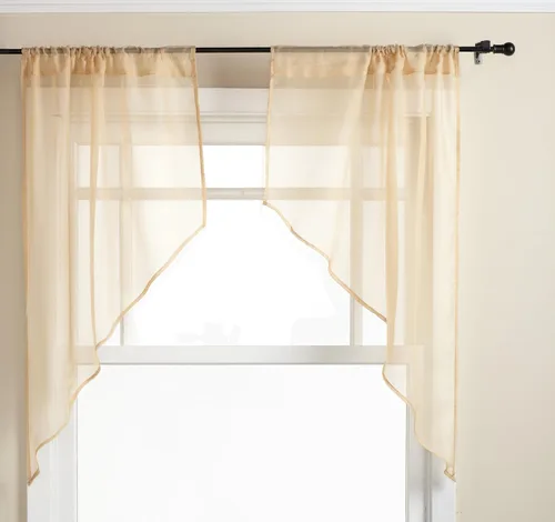 Vista 35 de Stylemaster Elegance Cenefa recta de gasa transparente, 60 x 14 pulgadas, color dorado