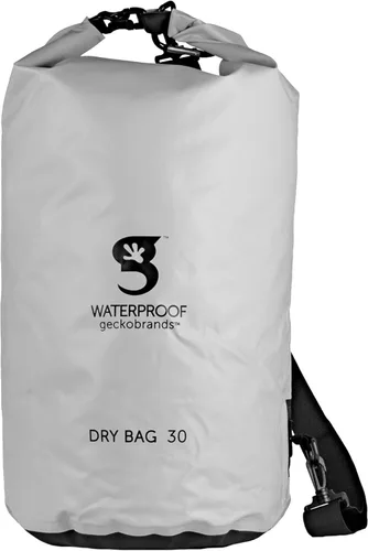 Vista 11 de geckobrands Bolsa seca de lona – Bolsa impermeable de PVC con mosquetón para almacenamiento seguro, para canotaje, kayak, camping Gris
