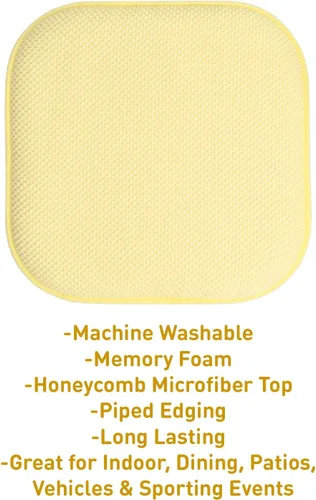 Vista 89 de Sweet Home Collection Cojines de espuma viscoelástica para silla, goma antideslizante y diseño de panal de abejas y esquinas redondeadas de 16 x 16