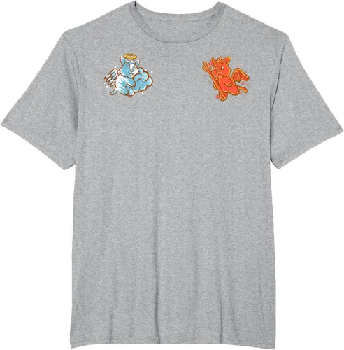 Vista 84 de Camiseta de gato ángel y diablo sentado en tu hombro Nerd Kitten, Negro