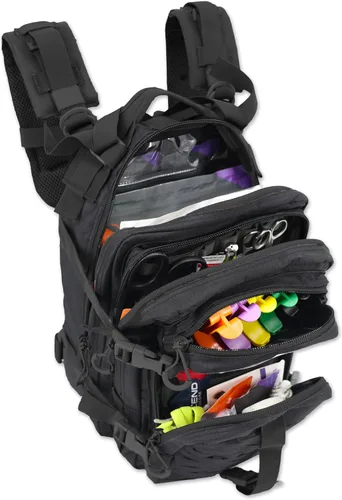 Vista 8 de Lightning X Mochila médica de primeros auxilios para trauma y hemorragia + kit (Camuflaje negro)