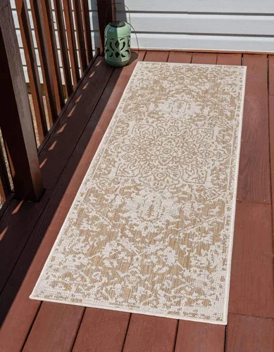 Vista 55 de Unique Loom Jill Zarin Jill Zarin Outdoor Collection - Alfombra Dubái (3 pies 3 pulgadas, redonda, rosa y aguamarina/azul claro)