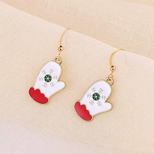Vista 7 de Aretes de Navidad con diseño de árbol de copo de nieve de caramelo, regalo de cumpleaños de Acción de Gracias, joyería bonita para niñas, niños