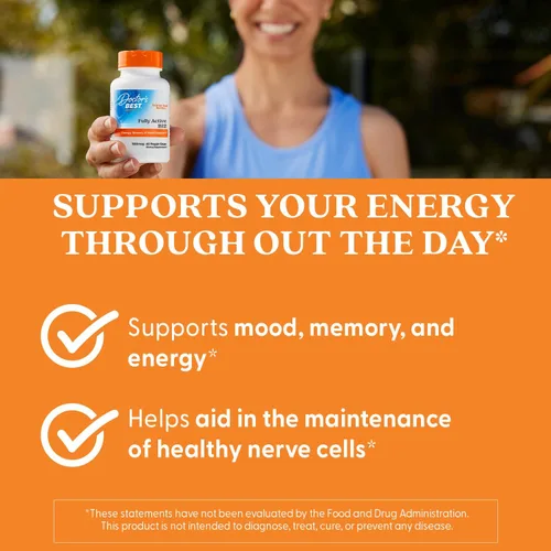 Vista 5 de Doctor's Best B12 Totalmente Activo 1500 mcg, Sin OGM, Vegano, Sin Gluten, Apoya la Memoria Saludable, el Estado de Ánimo y la Circulación, 60