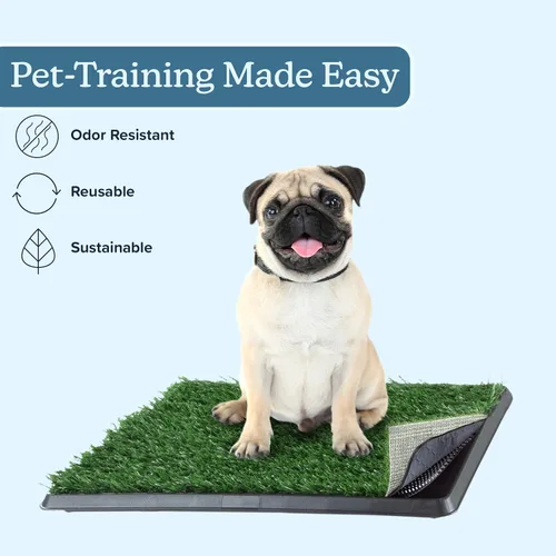 Vista 4 de Almohadilla de Césped Artificial para Orina de Cachorros para Perros y Mascotas Pequeñas - Almohadillas de Césped Reutilizables de 4 Capas de 16x20