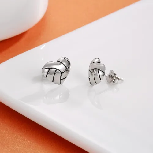Vista 2 de 925 Sterling Silver Heart Volleyball Basketball Softball Baseball Stud Earrings Hypoallergenic Jewelry Gifts for Women Teen Girls Players