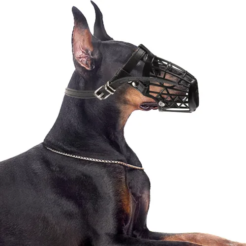 Vista 8 de Bozal para perro con correa ajustable de poliuretano transpirable, para perros pequeños, medianos y grandes, máscara de seguridad cómoda para ladrar