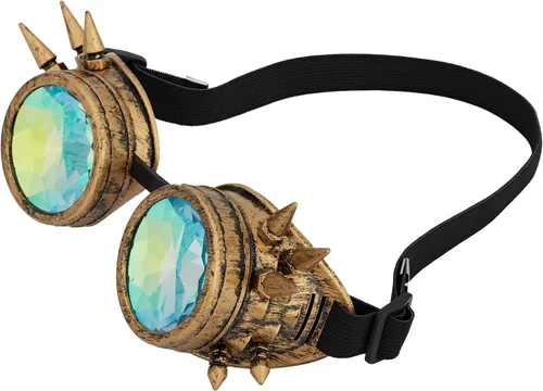 Vista 65 de Gafas caleidoscopio para raves trippy psicodélico steampunk con lentes de cristal de difracción de prisma arcoíris