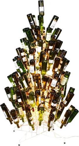 Vista 5 de Vickerman DuraLit - Botella de vino blanco artificial de 4 x 30 pulgadas, capacidad para 37 botellas, resistente, árbol de botellas, decoración