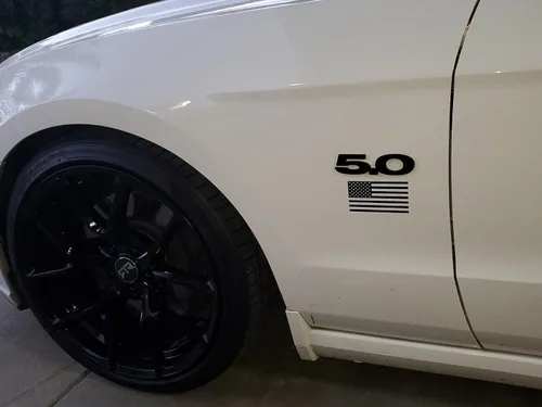 Vista 5 de 2 unidades (par) de placa de emblema para salpicadero lateral de puerta de 5.0 litros para Ford Mustang F150 GT - Negro completo (sin punto rojo)