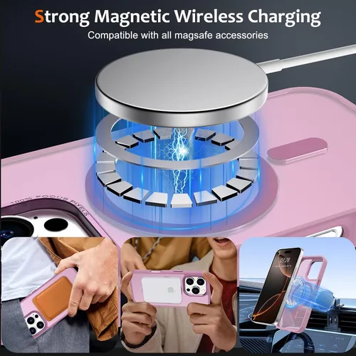 Vista 791 de Anuck - Funda magnética para iPhone 11 compatible con MagSafe, carcasa trasera mate translúcida dura, borde de TPU, delgada, resistente a impactos