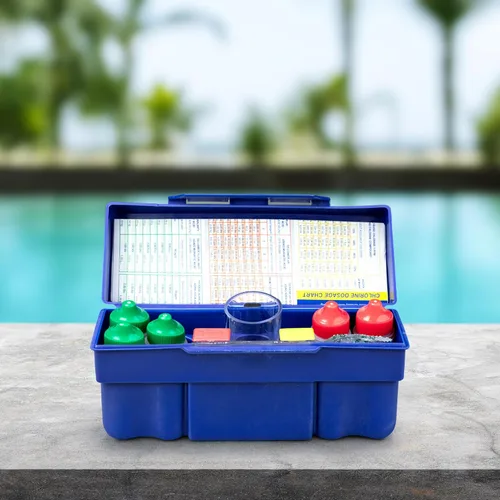 Vista 2 de Kit de prueba de piscina de 4 vías con bloque de probador y estuche