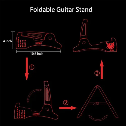 Vista 4 de Soporte universal plegable para guitarra con marco en A, antideslizante, soporte fuerte para guitarra acústica eléctrica, bajo, ukelele, viaje