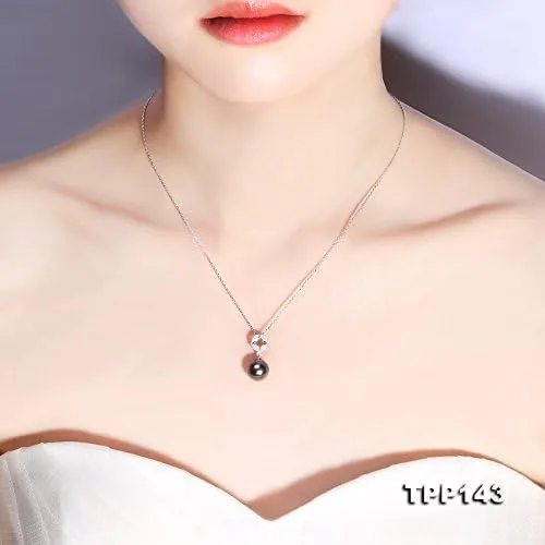 Vista 2 de Plata de ley jyx 9,5mm Tahitian Perla Cultivada Collar con Colgante
