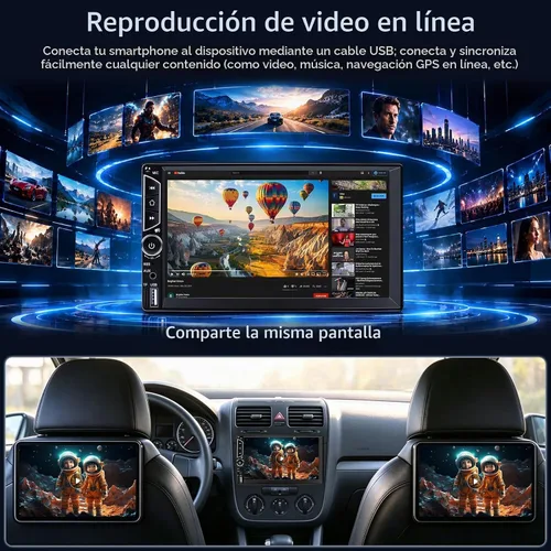 Vista 5 de Estéreo de Auto Doble DIN con Apple CarPlay Inalámbrico, Android Auto Inalámbrico, Pantalla Táctil HD de 7 Pulgadas, Radio de Coche con Bluetooth