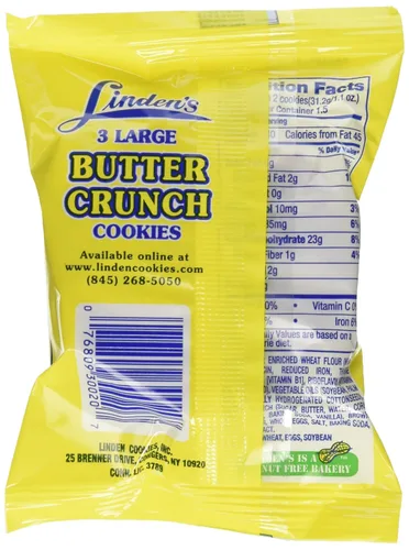 Vista 2 de Galletas Linden's Butter Crunch Cookies, 3 galletas por paquete 18, 1,75 onzas Paquetes por caja.