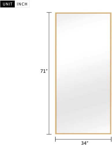 Vista 6 de NeuType Espejo grande de longitud completa de 69 x 32 pulgadas, espejo rectangular para colgar o apoyar contra la pared, dorado
