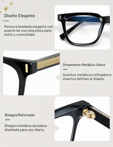 Vista 3 de Madison Avenue Gafas de bloqueo de luz azul con estilo cuadrado de moda para mujeres con estuche, elegantes gafas antirreflejos para computadora