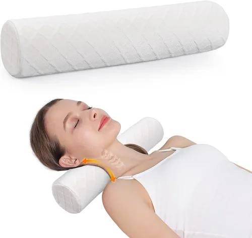 Vista 9 de Cozyhealth Almohada cervical pequeña de 3.1 pulgadas de alto, almohada cilíndrica de espuma viscoelástica suave media para dormir, soporte de cuello