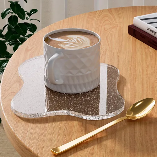 Vista 22 de Posavasos Decorativos de Acrílico, Posavasos Irregulares para Bar y Bebidas, Posavasos para Taza de Café con Forma de Nube Transparente, Perfecto