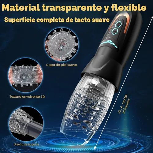 Vista 4 de Masturbador automático masculino juguete sexual con 10 vibraciones, 8 patrones de empuje y rotación, juguetes sexuales masculinos para hombres