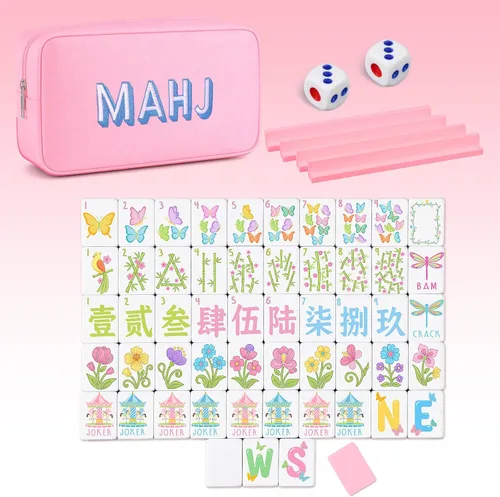 Vista 14 de Soulchen Mini juego de azulejos Mahjong americanos para viajes, viajes