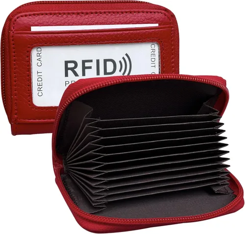Vista 8 de Tarjetero RFID de bolsillo con ventana para ID, piel genuina, S, Negro