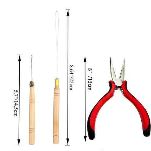 Vista 3 de Kit de herramientas de extensiones de cabello, accesorios profesionales de peluquería, 500 piezas de cuentas de microanillo, 1 alicate, 2 ganchos