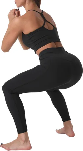 Vista 4 de Sunzel - Leggings de entrenamiento para mujer pantalones de yoga de cintura alta a prueba de sentadillas en 4 direcciones suaves como la mantequilla