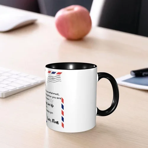 Vista 8 de Taza de café con letra de mamá a hija, tazas de té, tazas de café, tazas de café de cerámica para mujeres, hombres, oficina, hogar, regalo del día