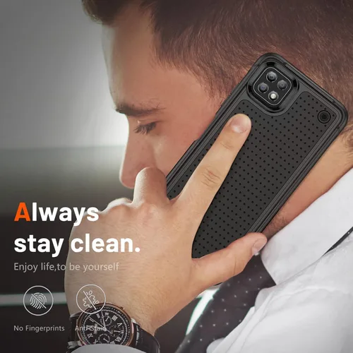 Vista 7 de Jeylly Compatible con Samsung Galaxy A22 5G Funda, Funda Samsung A22 5G con 2pcs protectores de pantalla de vidrio templado