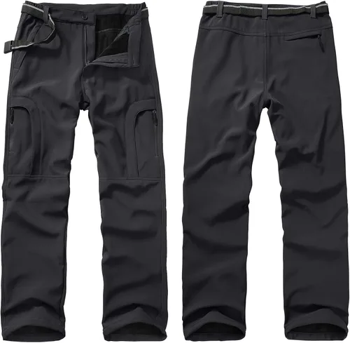 Vista 7 de Toomett Pantalones de nieve para senderismo para hombre, esquí, invierno, con forro polar, repelente al agua, campamento, caminar, pesca