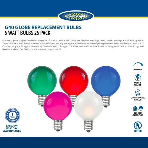 Vista 7 de Novelty Lights Paquete de 25 tiras de luces multicolor G40 para exteriores