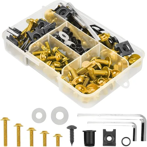 Vista 14 de Kit de pernos de carenado de motocicleta, 177 piezas M5 M6, tornillos para parabrisas de motocicleta, kit de cierres de pernos de carenado de Negro