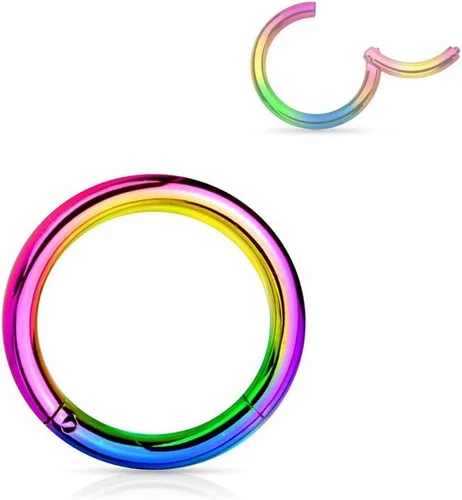 Vista 23 de Forbidden Body Jewelry - Piercing para la nariz de acero quirúrgico 316L con bisagra, 14G, 16G, 18G, diámetro de 15/64, 5/16, 25/64, 15/32 pulgadas
