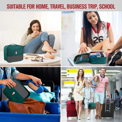 Vista 5 de Bolsa de primeros auxilios, bolsa organizadora vacía de suministros médicos, kit portátil de trauma para el hogar, oficina, cocina, viajes
