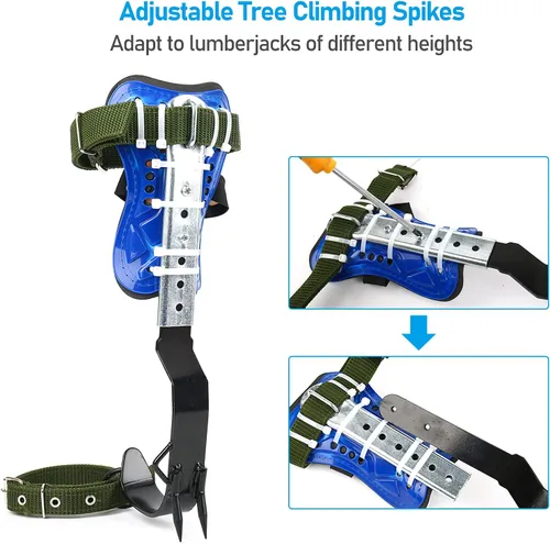 Vista 2 de TWSOUL Estaca de escalada, equipo de escalones de escalada de árboles con correas de cinturón de 5 puntos, cordón ajustable portátil y correas extra