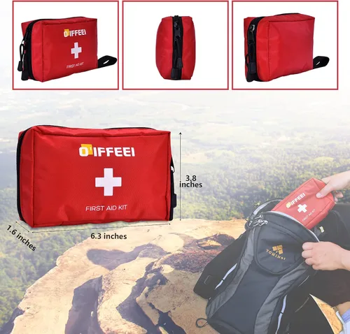 Vista 4 de O'IFFEEI Bolsa vacía pequeña de primeros auxilios, portátil para exteriores, camping, senderismo, mochileros, viajes. Bolsa médica pequeña