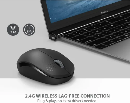 Vista 4 de Seenda - Ratón inalámbrico de 2.4G, con nanoreceptor USB, clic silencioso para computadora, portátil, PC, tableta, Mac - Negro