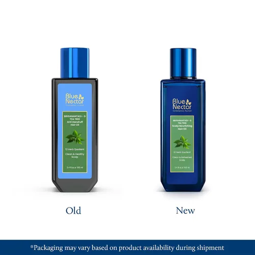 Vista 2 de Blue Nectar Aceite de árbol de té para el cabello Aceite natural anticaspa para el cuero cabelludo Aceite para el cabello ayurvédico a base