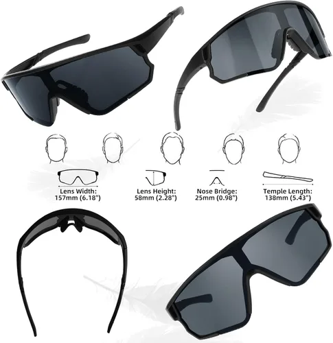 Vista 6 de WANWAN Gafas de sol deportivas de ciclismo para hombres y mujeres, estilo de los años 80, sombra de visera, béisbol, pesca, esquí, correr, golf